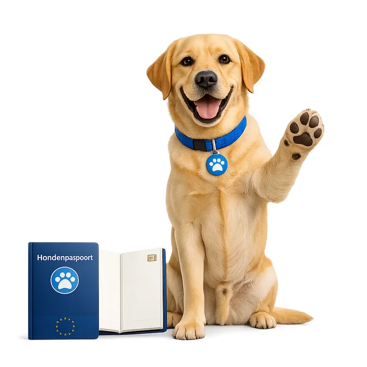Doggo met een reisdocument