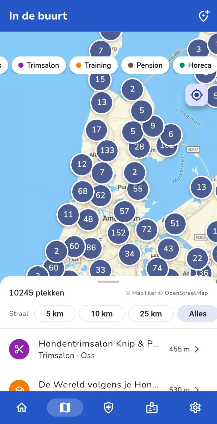 Kaart met ruim 10.000 hondvriendelijke plekken in de buurt